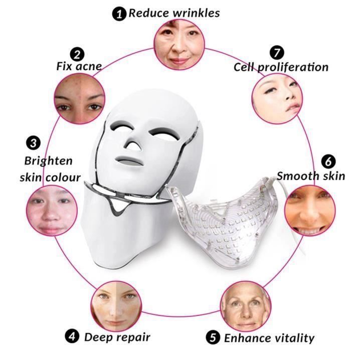 Masque facial à lumière LED visage beauté thérapie de traitement électrique EU plug
