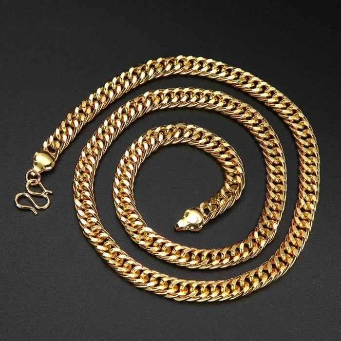 ZJCHAO collier chaîne en or Hommes exagérés basique simple collier plaqué or 18 carats accessoire de bijoux en chaîne de cuivre