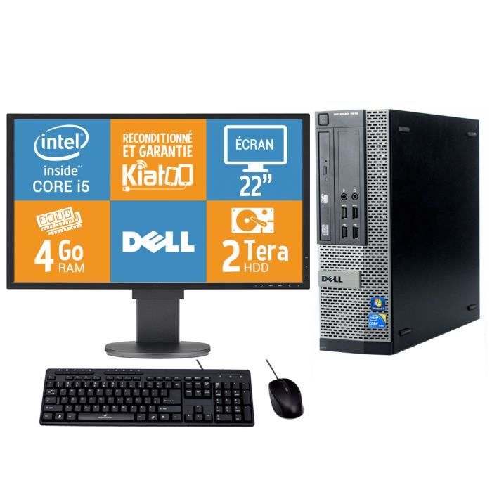 Pc Bureau Dell Optiplex 790 intel Core I5 4 Go Ram 2 To Disque Dur ,tft 22,ordinateur De Bureau Reconditionné W7
