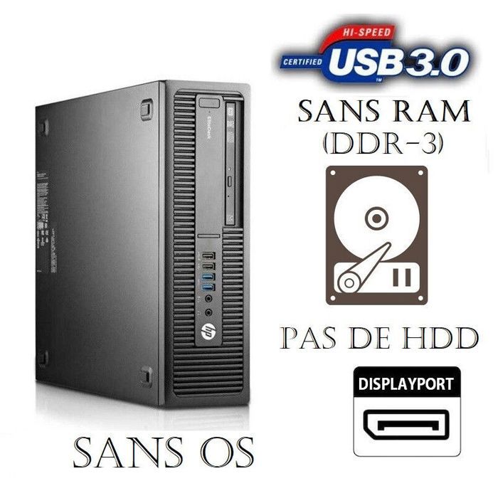 Unité Centrale - HP 705G2ED - AMD A4 PRO-8350B - 4Go de RAM - Disque Dur 1To HDD - AMD Radeon R5 - Windows 7 Pro