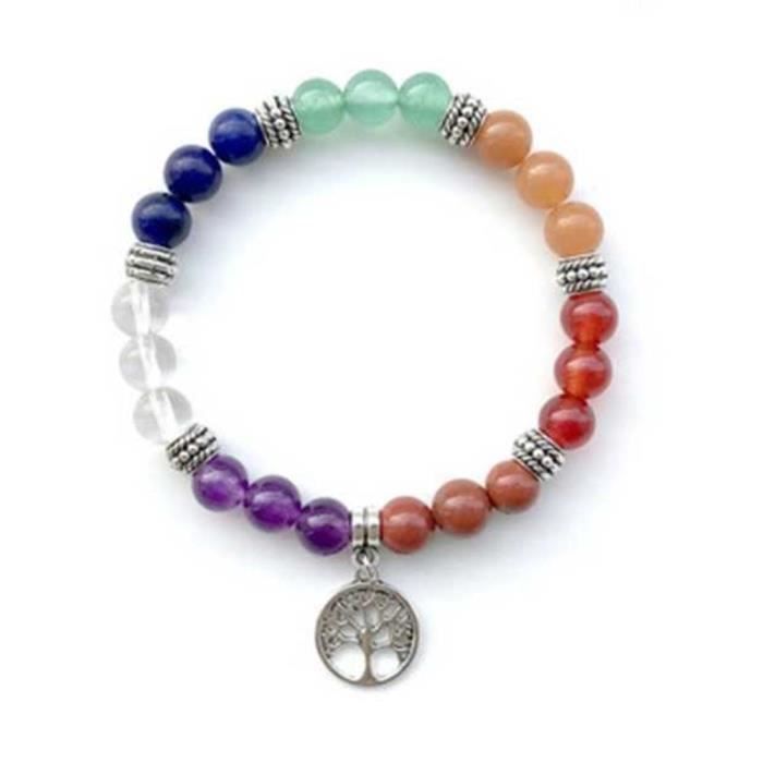 Bracelet de Guérison des 7 Chakras - Arbre De Vie - Multicolore