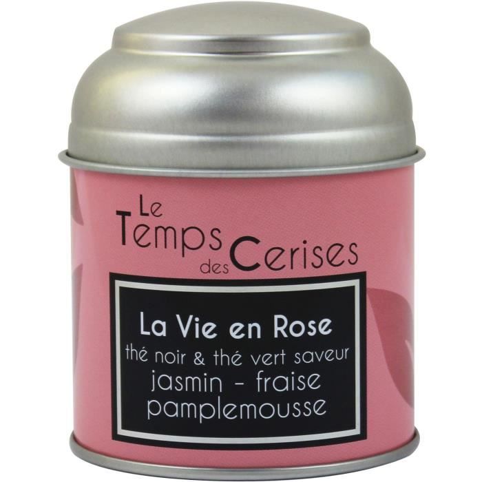 LE TEMPS DES CERISES Thé Noir et Vert La Vie en Rose Boite Métal 30g