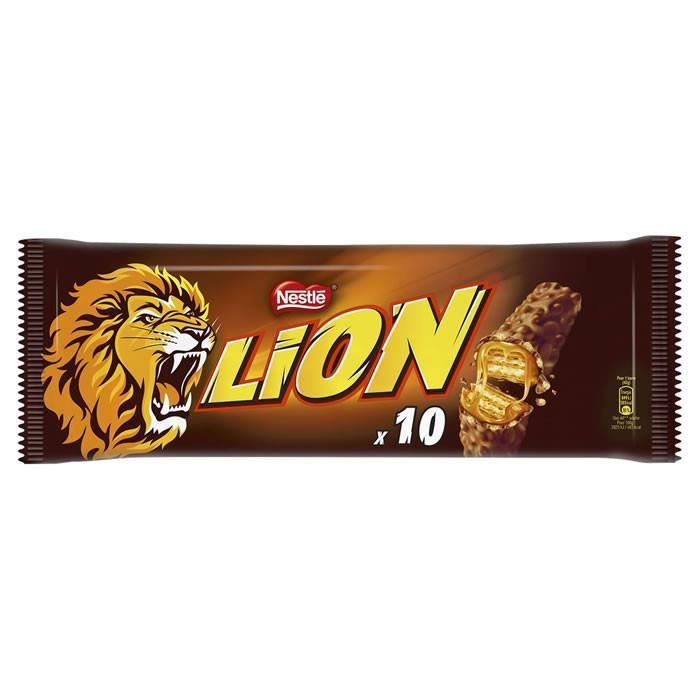 Cafe Moulu - LOT DE 2 - LION : Barres chocolatées au caramel et céréales 10 x 42 g