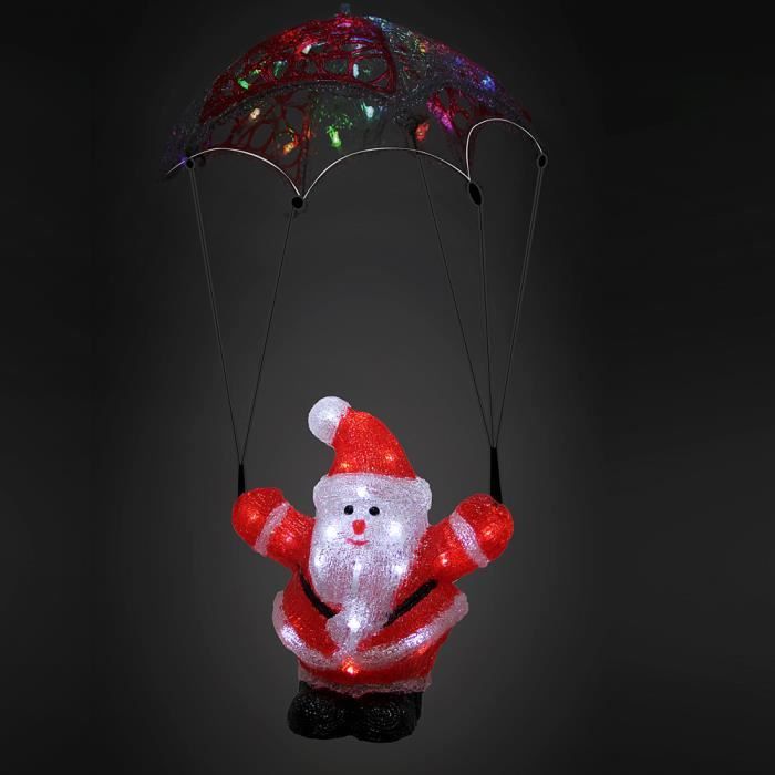 Monzana - Figurine Lumineuse LED en Acrylique - décoration de Noël - Père noël en Parachute - Illumination de noël - Père-noël