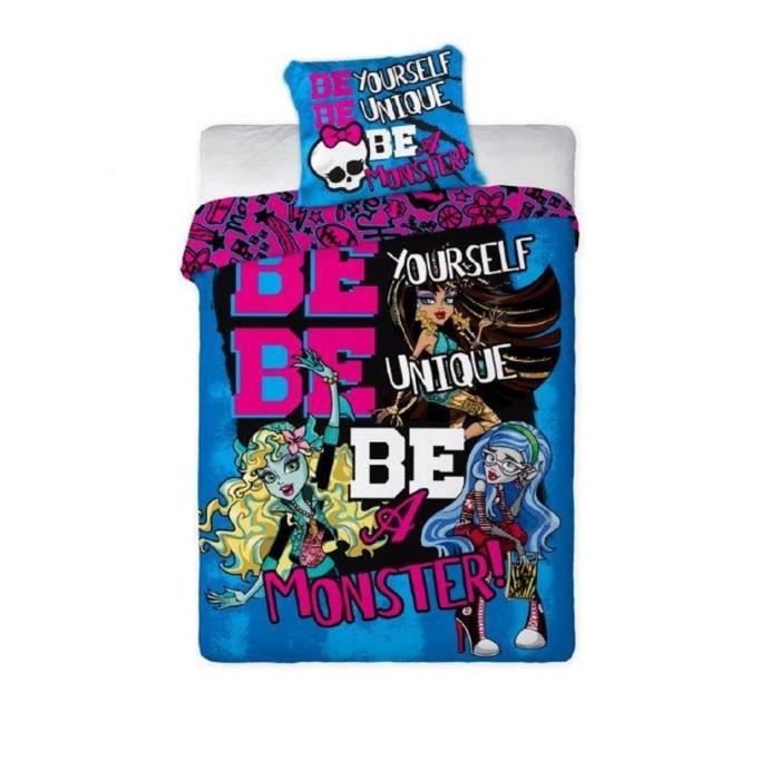 parure housse de couette monster high, dim : 160 x 200 cm et 1 taie d'oreiller 70 x 80 cm