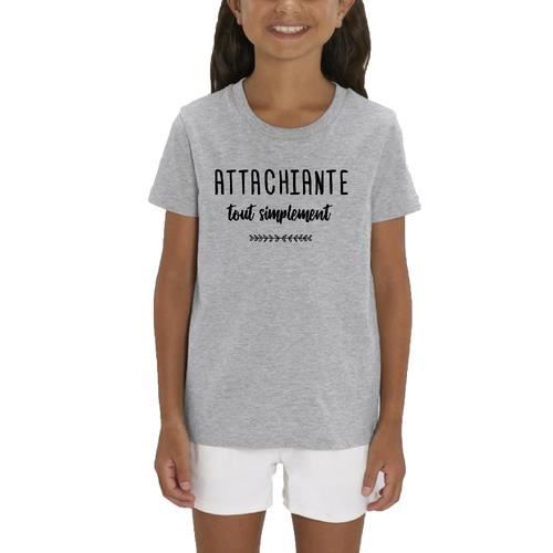 T-Shirt premium - Manche Courte - Fille - Gris Chine - ATTACHIANTE TOUT SIMPLEMENT