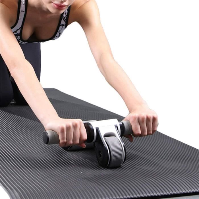 Rouleau à double roue à roulettes abdominales Équipement de sport à la maison utilisée pour l'abdomen noir