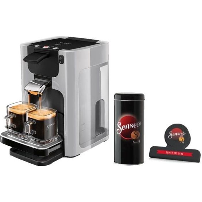 PHILIPS HD7866/11 SENSEO Quadrante - Machine à café à dosettes + Boîte de rangement dosettes + Pince fraîcheur - Gris clair