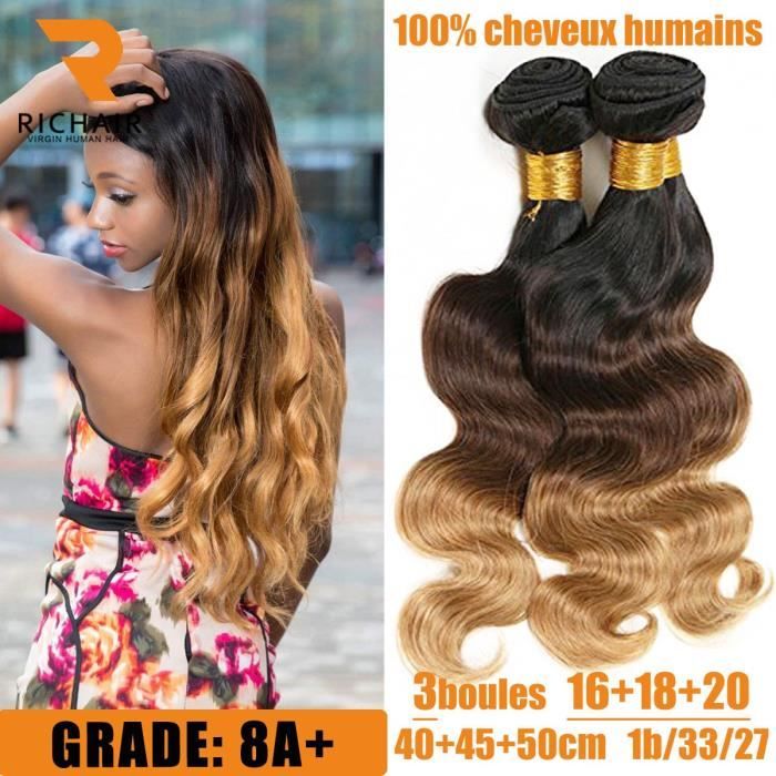 RICHAIR 3 Tissage Brésilien boucle cheveux naturels ombre hair - 16-18-20-,50 g/pc