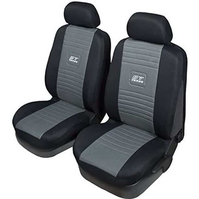 Gt Turbo Paire Housses de Siège Avant Voiture Universel Noir-Gris