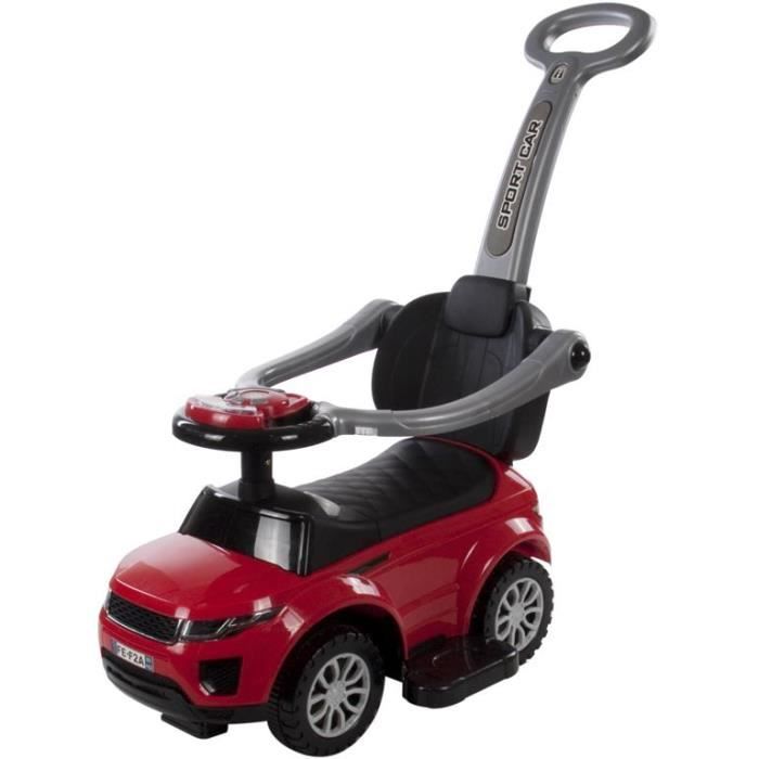 Voiturette interactive avec canne parentale bébé enfant 2ans+ Sport Car - Rouge.