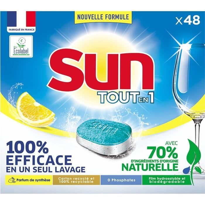 LOT DE 4 - SUN Tout en 1 - 48 Tablettes lave-vaisselle au citron
