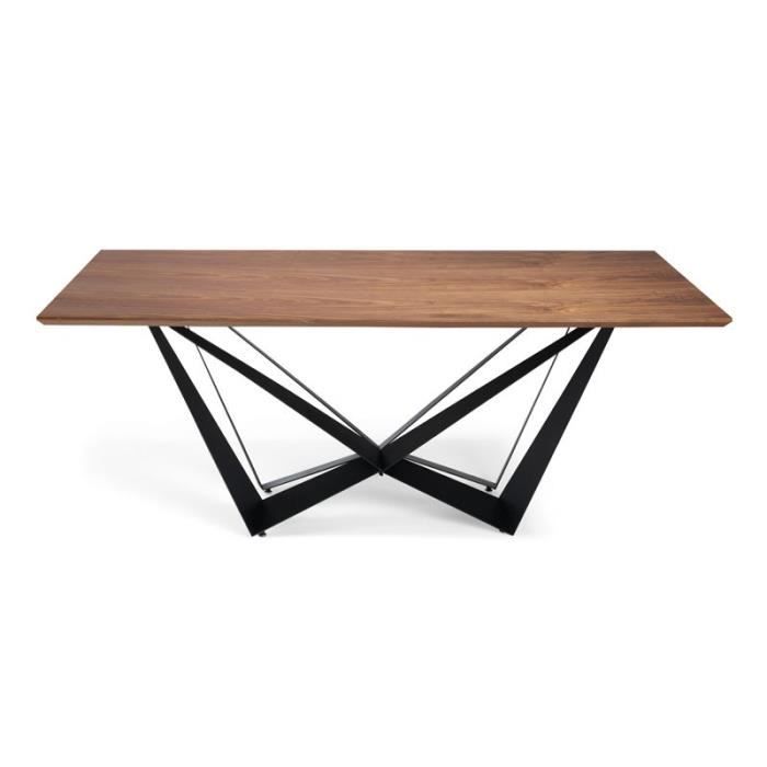 Table de repas rectangulaire Noyer/Noir mat - NOGU - L 200 x l 100 x H 75