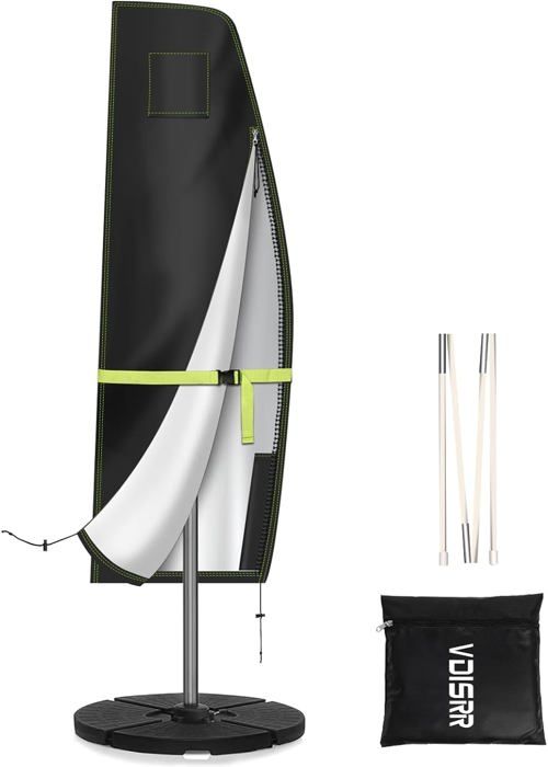 LOKWAXYA Housses pour Parasols Déporté Anti-UV, Housse de Protection Imperméable pour Parasol Deporte avec Fermeture Éclair, Housse Parasol Deporte avec Tige Télescopique(Size:32 * 38 * 175cm