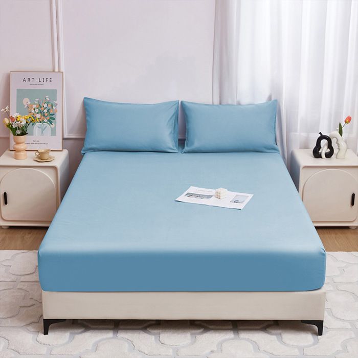 Protège-matelas Imperméable Bleu Brume 160x200cm Micro