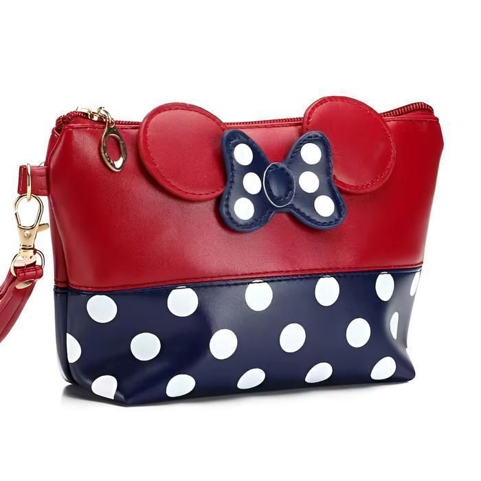 Sac à Main - Enfant - Pochette - Femme - Cuir - Rouge - Bleu - Poignée Amovible - Motif - Minnie - 20 x 16 x 6.5 cm