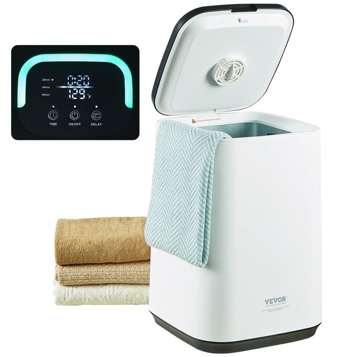 Sèche Serviettes 20 L-VEVOR-Chauffe Serviettes avec Écran LED et Voyant Lumineux en U-pour Couvertures Peignoirs Pyjama