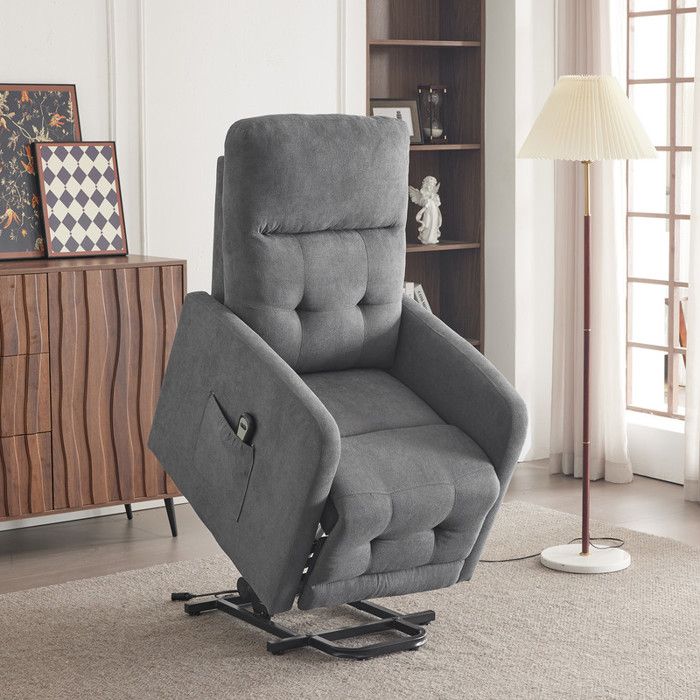 Fauteuil releveur électrique Fauteuil Relax Dossier inclinable et repose-pieds ajustable 74x66x102 cm Gris foncé