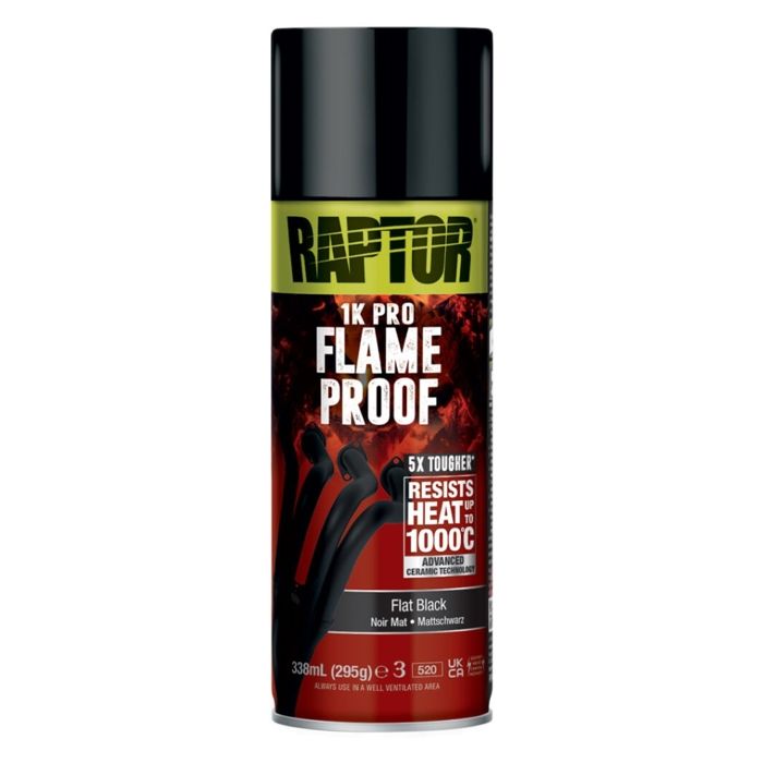 Peinture ignifuge Haute température Noir Mat 338ml Raptor