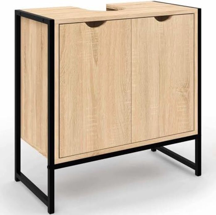 Meuble Sous Lavabo Salle De Bain 2 Portes Sans Lavabo - SBP0014 - Blanc