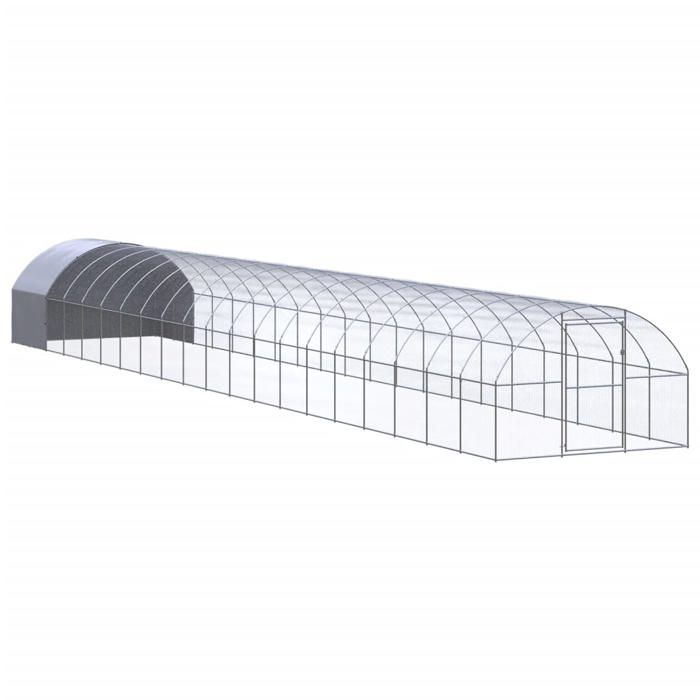 Meilleurs prix pour Poulailler enclos cage poules dextérieur 3 x 20 x 2 m acier galvanisé Argent 02_0044007