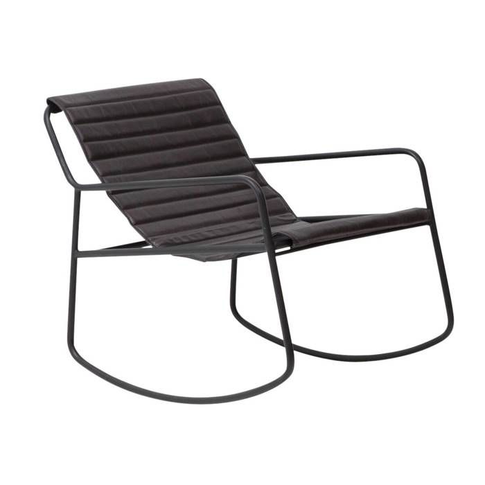 Rocking chair en cuir noir Sydney