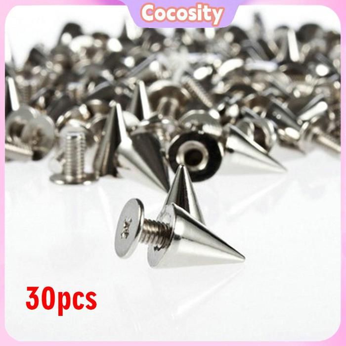 Cocosity Lot de 100 Rivets en Argent Pointe Cône Vis Studs DIY Punk Métal Outil Kit pour Ceintures Vestes Artisanat Cuir Déco