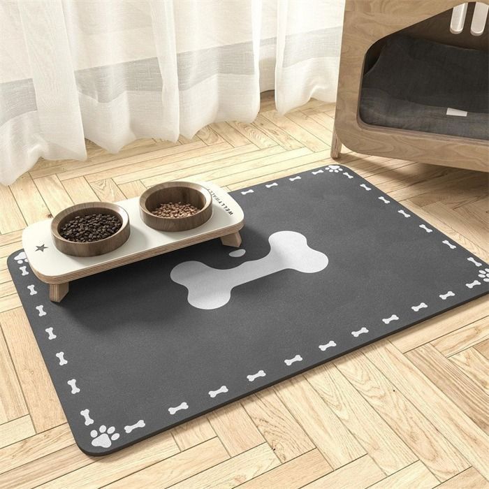 Comparer les prix de Tapis Alimentation Animaux 50x30cm Gris - Absorbant Antidérapant Diatomite - Pour Chiens & Chats - 1 Pièce