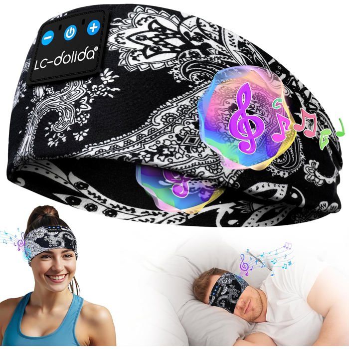 Bandeau Ecouteurs pour Dormir Bandeau Bluetooth Bandeau écouteur de Musique pour Hommes Femmes Bandeau Bluetooth Sommeil avec Ultra