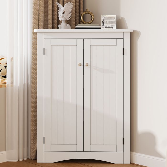 Colonne de salle de bain Armoire 2 portes 3 étagères 61.5x45x90 cm Meuble-lavabo pour salle de bain cuisine et salon Blanc