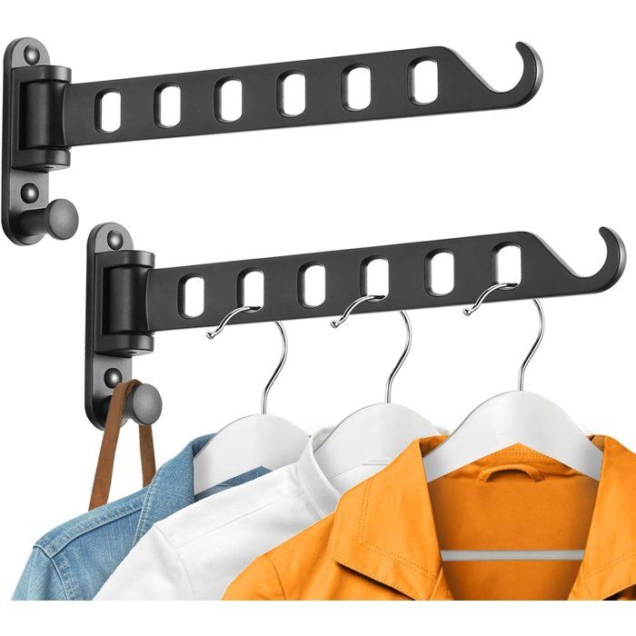 Étendoir à linge télescopique pliable - Lot de 2 - Étendoir mural pliable - Fixation murale - Étendoir à linge pliable - Étendoir