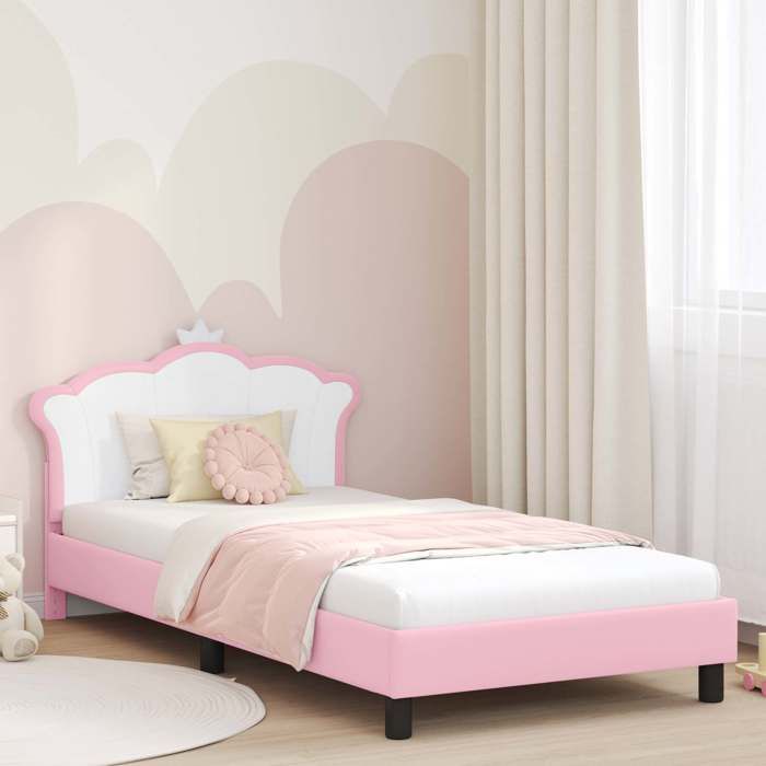 vidaXL Cadre de lit pour enfants avec tête de lit Rose 90 x 190 cm PU 42011082