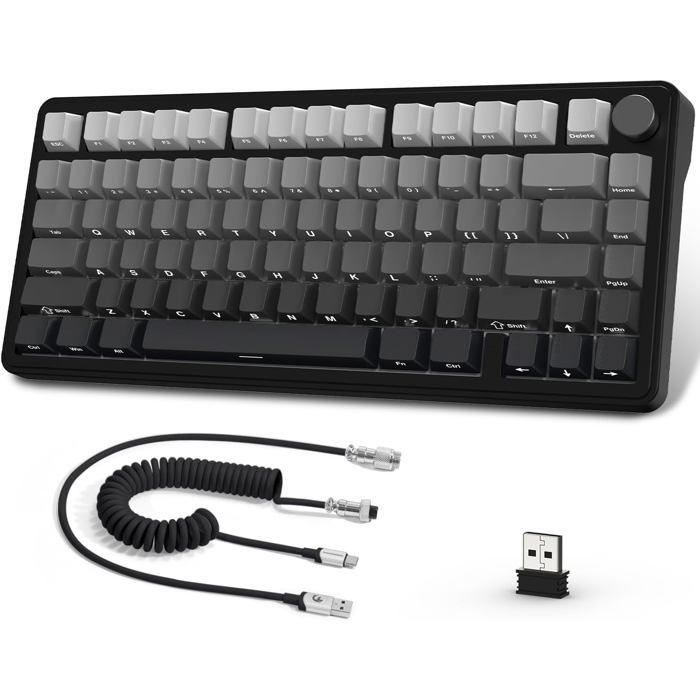 Claviers gaming - 1001 PILES BATTERIES - Attack Shark X85 - 75% ANSI (82 touches) - Hot‑swappable White Jade - BT5.1/2.4G/USB‑C