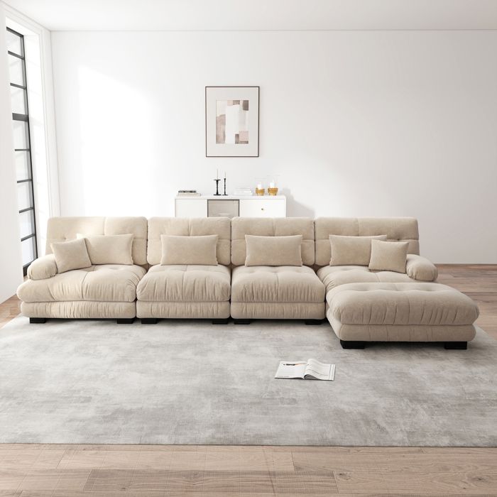 Canapé - Cloud Couch - 4 places - Modulable - Chenille vintage marron clair