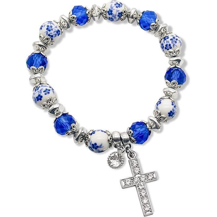 Bracelet élastique gris avec croix - Le Comptoir Religieux Bracelet élastique gris avec croix - Le Comptoir Religieux