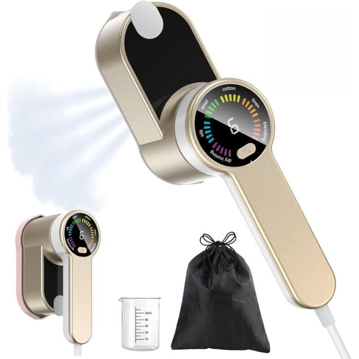 Voyage Mini Steamer Vetement Vapeur Portable Led - 6 Modes Intelligents - Chauffage Express 9s - DéFroisseur 1200w-Or