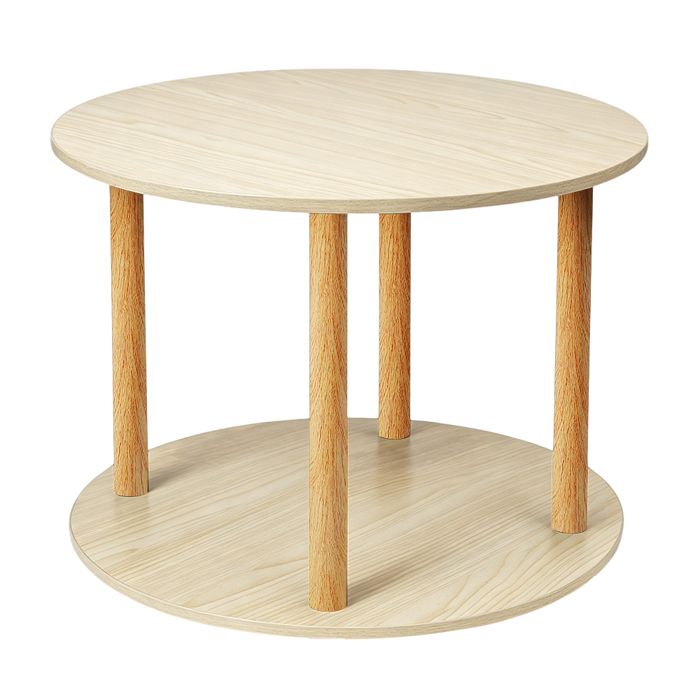 SUPFINE Table Basse Ronde Scandinave avec Roulettes 60 × 47 cm Table dAppoint avec 2 Étagères de Rangement pour Salon Chambre
