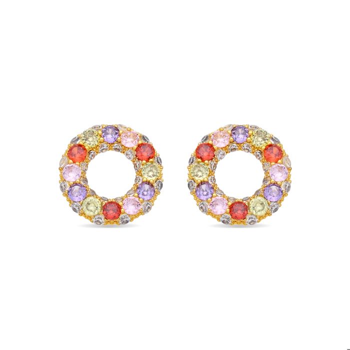 Boucle d Oreille Luxenter en alliage métallique et zirconie multicolore fini en or jaune 18 carats - Ryaiss Boucle d Oreille Luxenter en alliage métallique et zirconie multicolore fini en or jaune 18 carats - Ryaiss