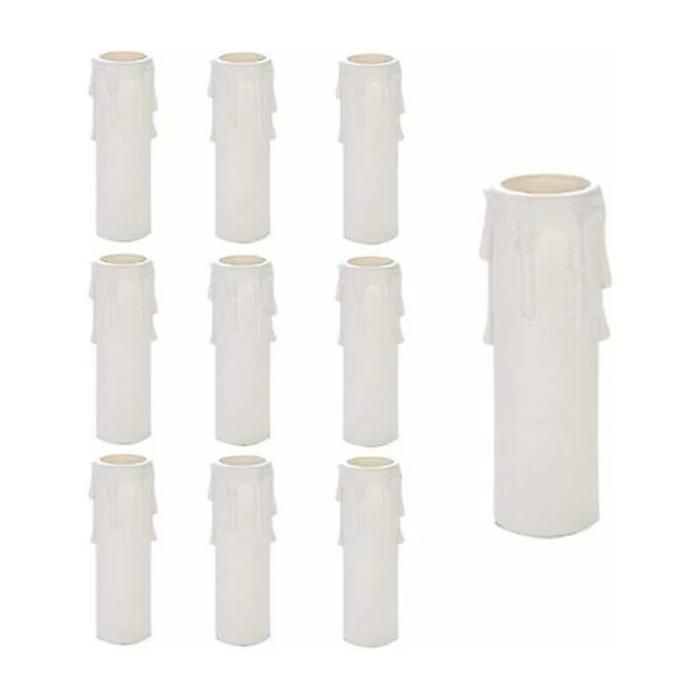 Lot de 10 manchons pour lustre effet bougie 100 mm plastique blanc cache-douille goutte de cire 25 mm