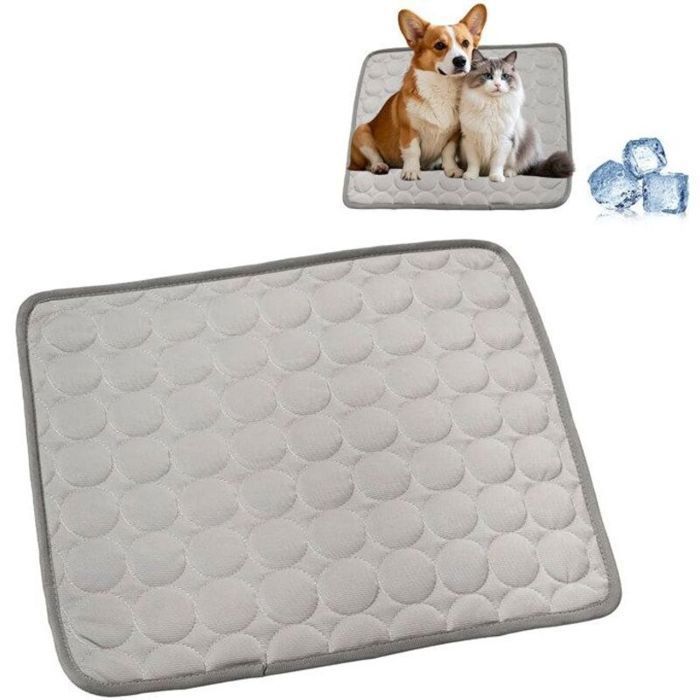 Tapis Rafraîchissant Chat Gris 70x55cm – Auto-Refroidissant Antidérapant & Imperméable pour Été