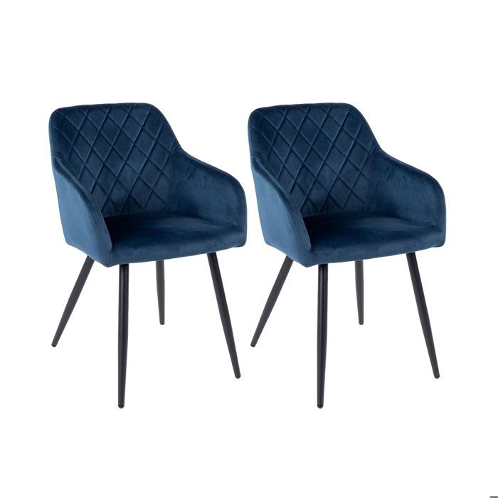 Lot de 2 chaises 59x56x82 cm en velours bleu - VELVET Lot de 2 chaises 59x56x82 cm en velours bleu - VELVET