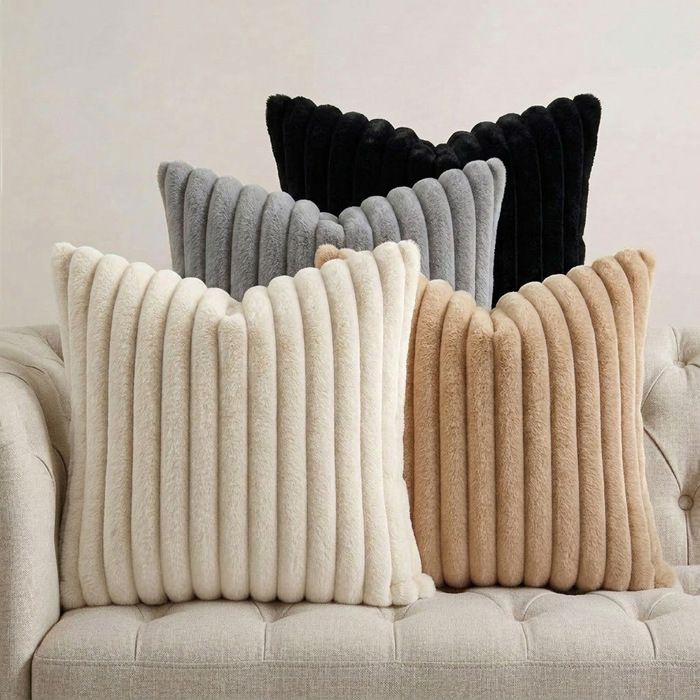 Housses de Coussin 50×50cm 4 Pièces Coussin Doux Blanc en Velours Doux Coussin Doux Canapé avec Fermeture Éclair CachéeStyle E