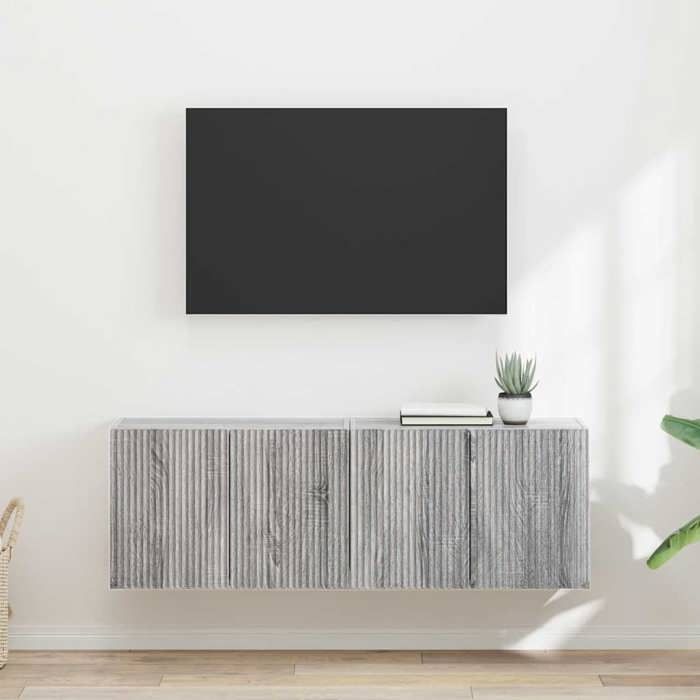 Meubles TV mural (Lot de 2) - VIDAXL - Armoires modernes pour TV - Gris Sonoma 59 5x31x40 cm(1 parcel) T7139