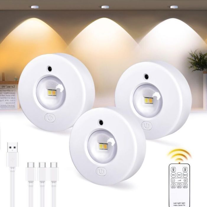 Spot LED Rechargeable 1200mAh – Télécommande & Tactile Sans Fil pour Meuble/Vitrine