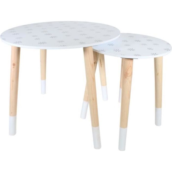 tables gigognes en bois ac-déco - lot de 2 - style scandinave - tailles différentes