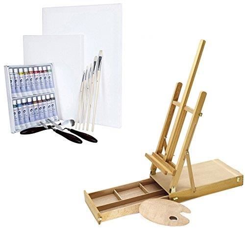 Artina Kit Peinture A L Huile Chevalet De Table Boite Mallette Le Mans En Bois De Hetre Massif Tubes D Huile Accesso Achat Vente Kit Peinture
