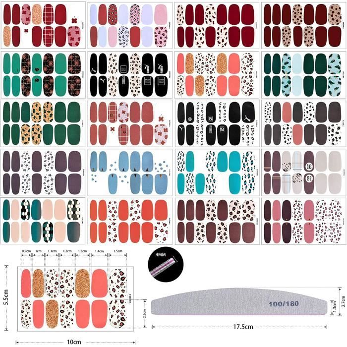 20 Feuilles D'autocollant de Vernis à Ongles Nail Art Autocollant, Imprimé Léopard Auto-adhésif Nail Art Decal Strip Nail Stickers a