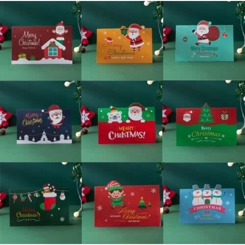 Carte Pliante de Noël Carte de Voeux,9 Carte +2 jeux d'autocollants de