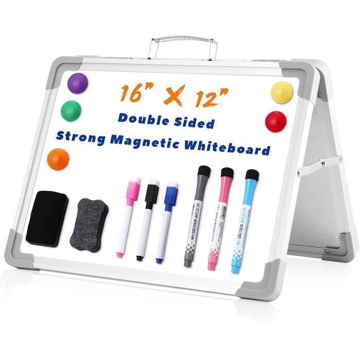 AllAreN Tableau Blanc Magnétique Double Face Effaçable à Sec 30,5 X 20