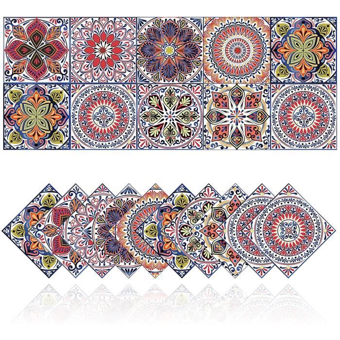 Autocollants Carrelage Style Marocain Noir Et Blanc - PVC Imperméable - 20 Pièces 15x15cm